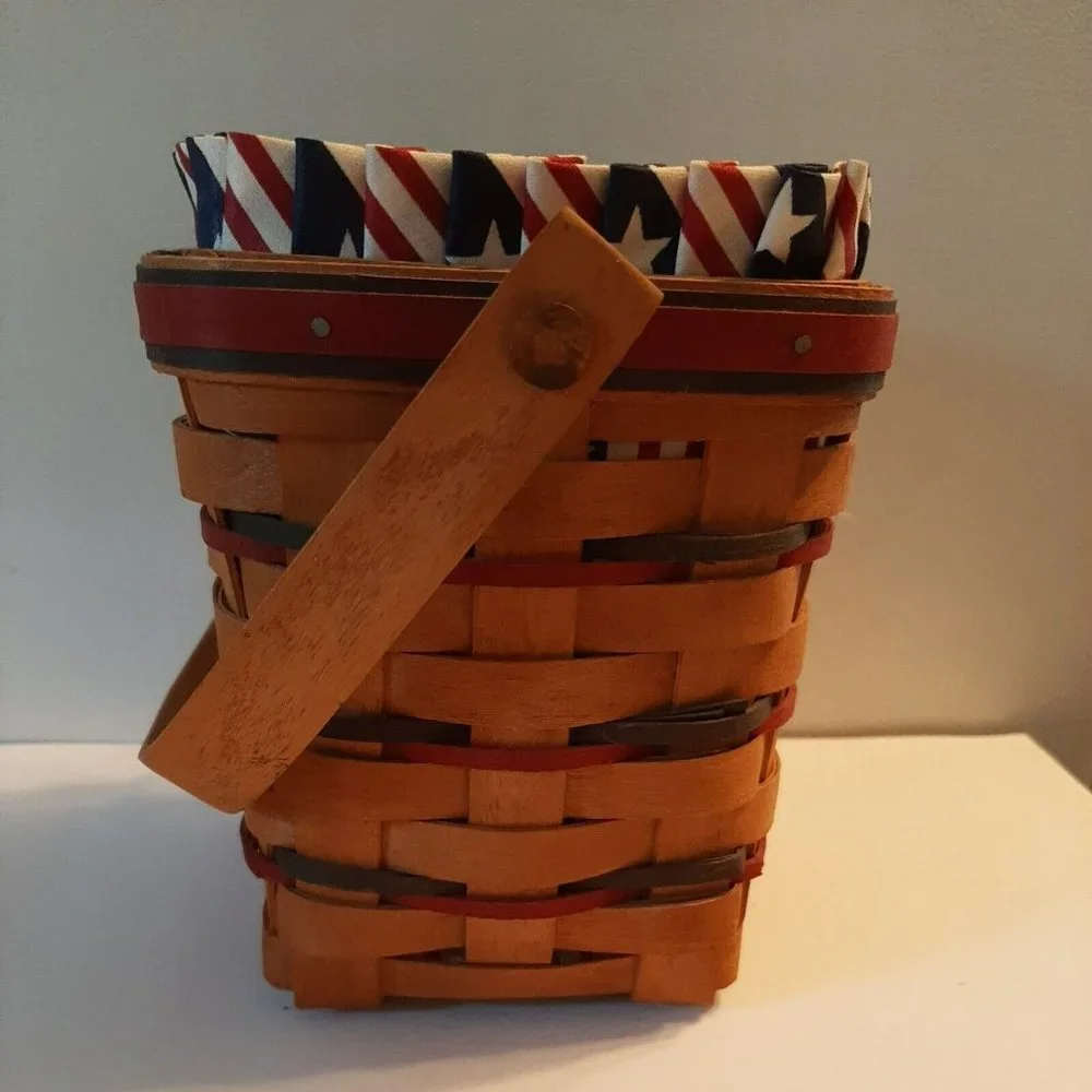Longaberger 1995 All American Carry Along Basket Red White Blue Patriotic 6.5